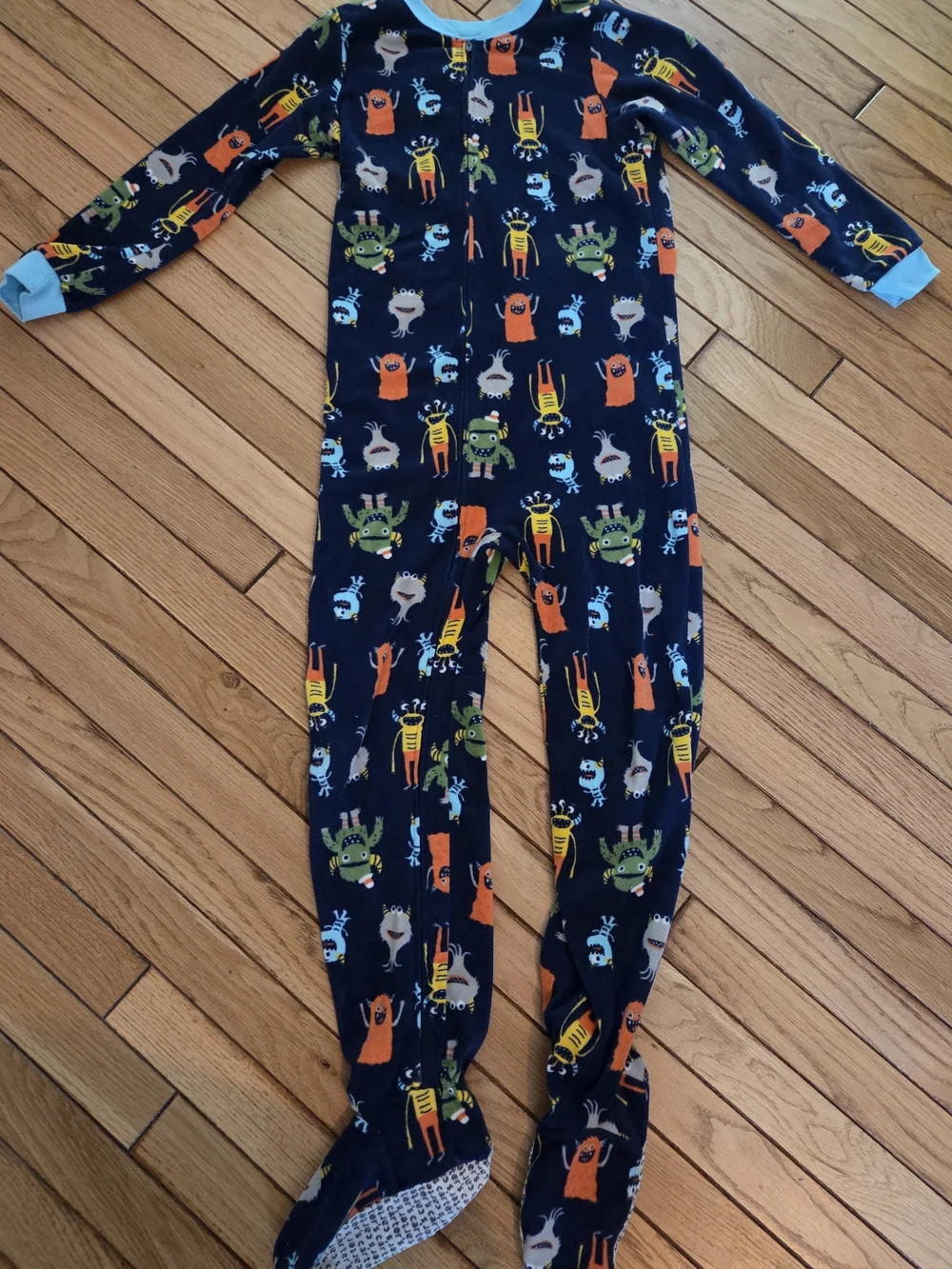 Carters- Kids Navy Monster Print Footed One-Piece Pajamas